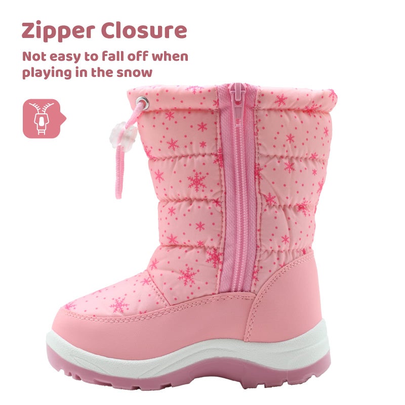 Apakowa Kid's Girls Cold Weather Snow Boots (Toddler/Little Kid) (7 M US Toddler, Pink2) - Image 2